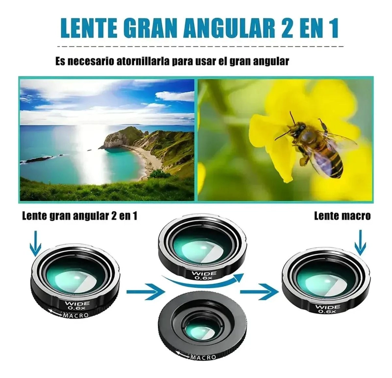 JUEGO DE LENTE ZOOM TELESCOPIO 64X PARA TELE FONOS MOVILES - 4