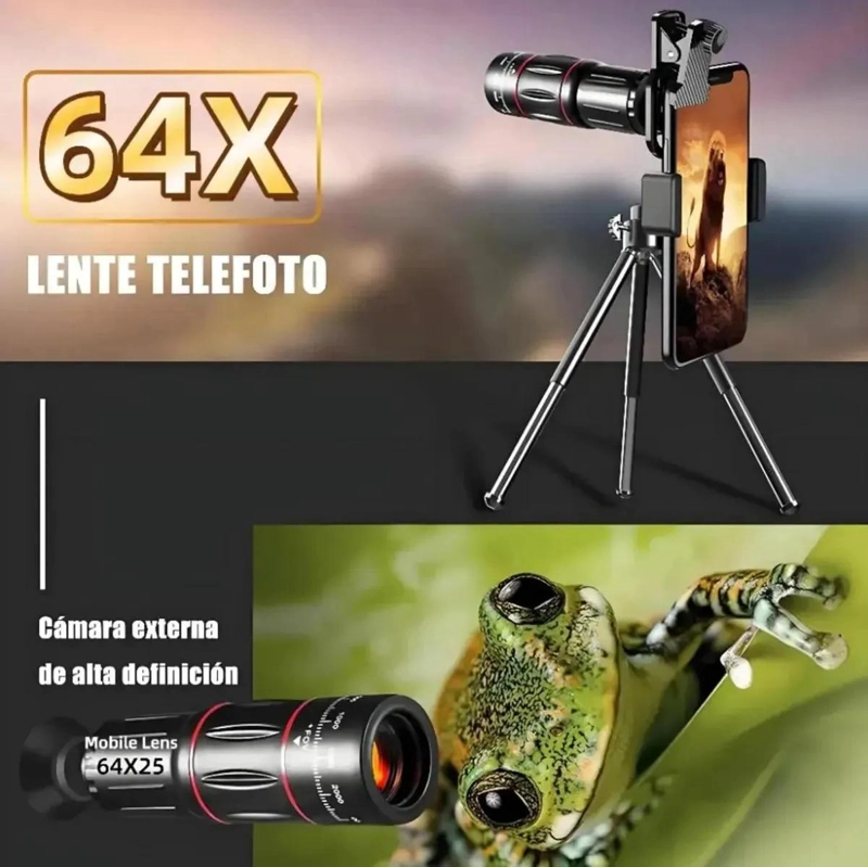 JUEGO DE LENTE ZOOM TELESCOPIO 64X PARA TELE FONOS MOVILES - 8