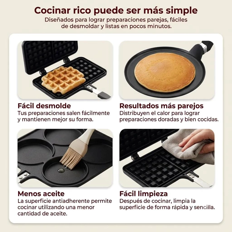 SET DE SARTENES ESPECIALIZADAS PARA WAFFLES Y PANQUEQUES - 6