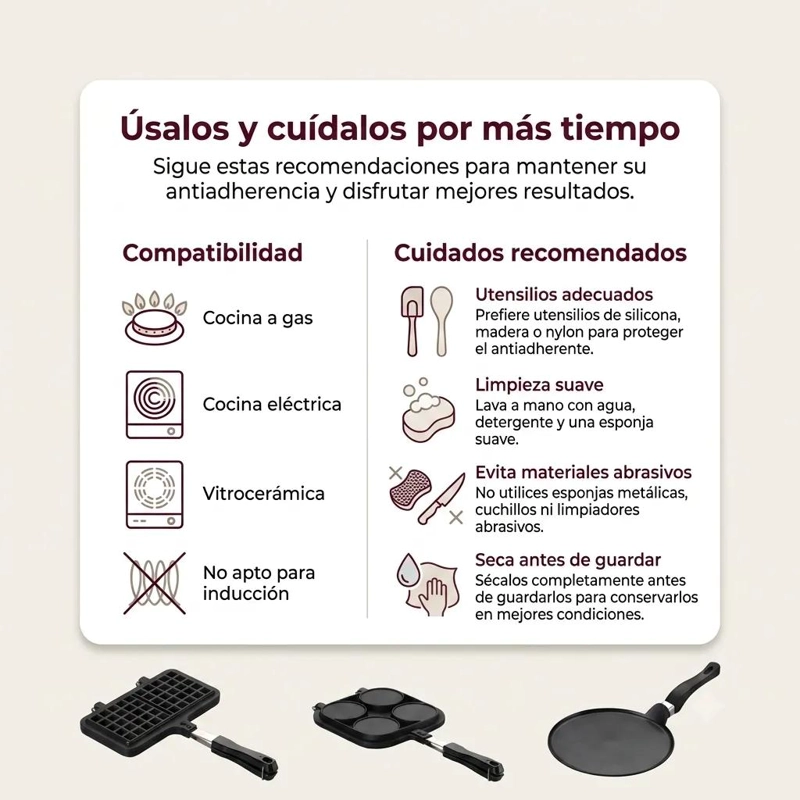 SET DE SARTENES ESPECIALIZADAS PARA WAFFLES Y PANQUEQUES - 7