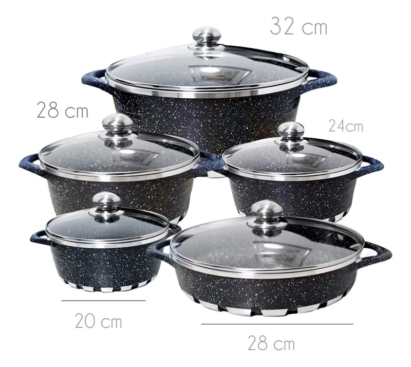 BATERIA DE COCINA 10 PIEZAS ANTIADHERENTE GRANITO DURADERO - 6