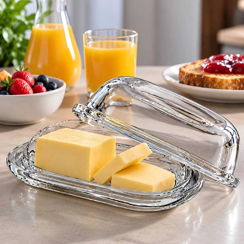 SET DE MANTEQUILLERO DE VIDRIO CON TAPA 20 CM - 3