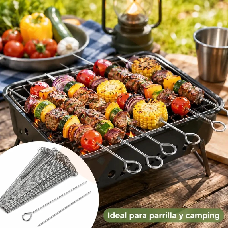 PACK DE 50 PINCHOS METALICOS PARA BROCHETAS DE 30 CM - 4