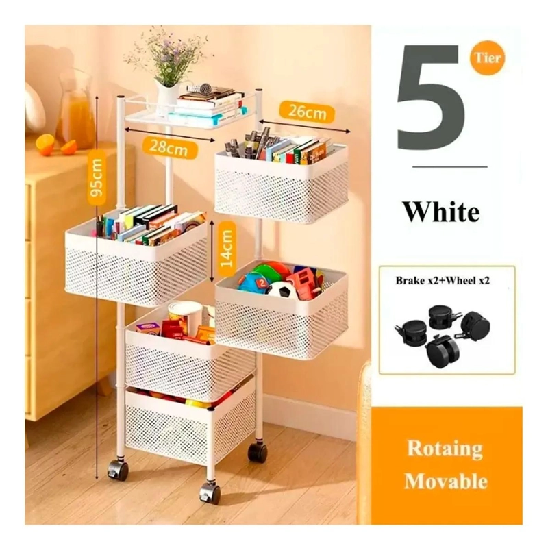 ESTANTE GIRATORIO ORGANIZADOR DE COCINA 5 NIVELES BLANCO - 3