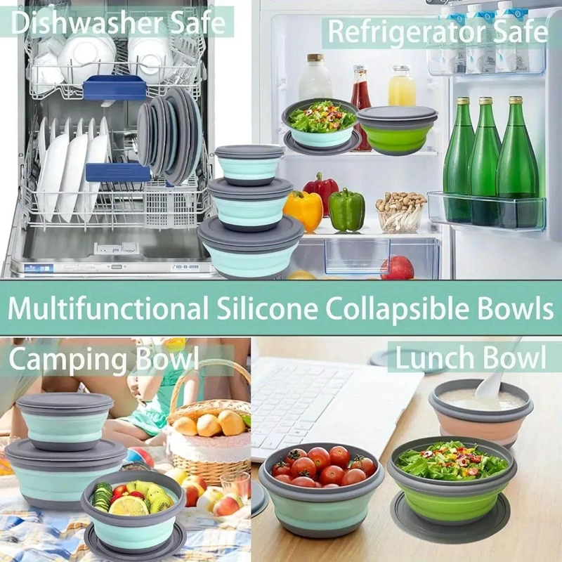 SET DE 3 CUENCOS PLEGABLES DE SILICONA CON TAPA PARA COCINA - 10