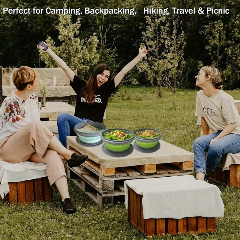 SET DE 3 CUENCOS PLEGABLES DE SILICONA CON TAPA PARA COCINA - 5