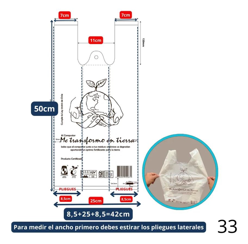 BOLSAS BIODEGRADABLES Y COMPOSTABLES DE 42X50 CM EN CAJA DE 500 UNIDADES - 2