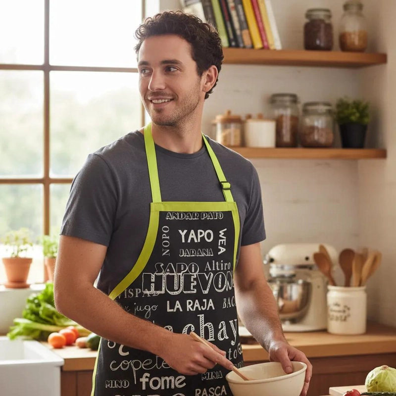 DELANTAL DE COCINA CON FRASES TIPICAS CHILENAS - 1
