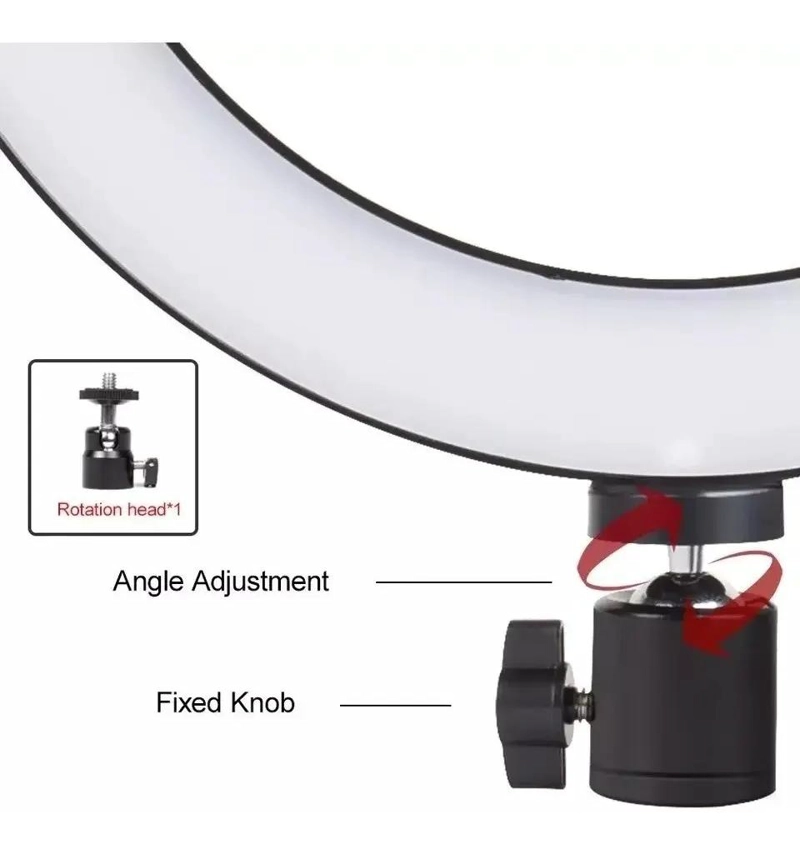 ARO DE LUZ LED DE 26 CM CON TRIPODE AJUSTABLE Y SOPORTE - 6