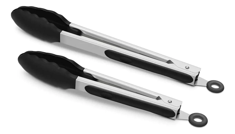 PINZAS DE COCINA DE ACERO INOXIDABLE CON PUNTAS DE SILICONA - 1