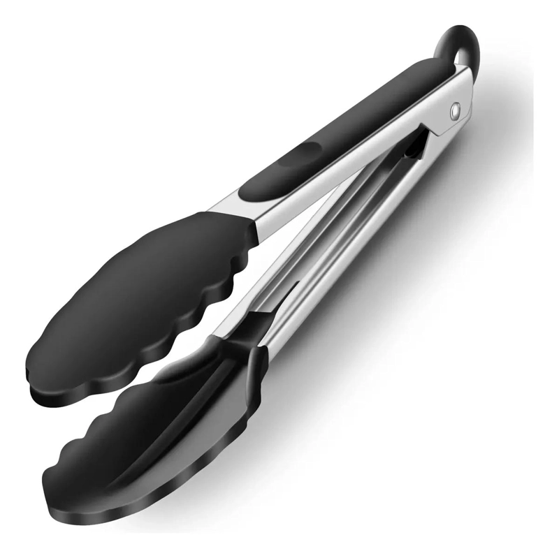 PINZAS DE COCINA DE ACERO INOXIDABLE CON PUNTAS DE SILICONA - 2