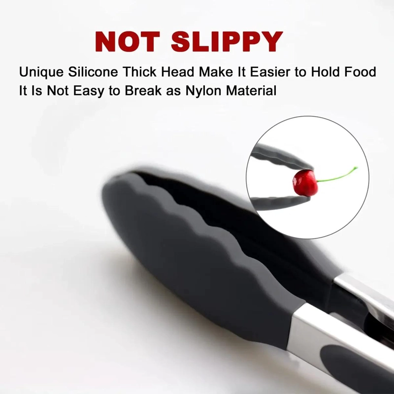 PINZAS DE COCINA DE ACERO INOXIDABLE CON PUNTAS DE SILICONA - 6