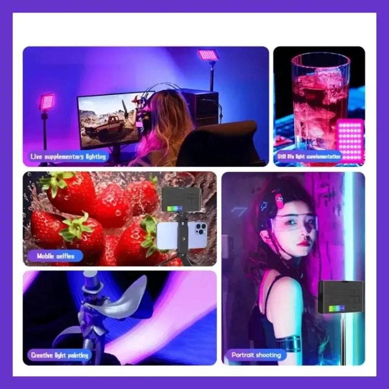 LUZ RGB CALIDA PORTATIL PARA SELFIES Y VIDEOS AJUSTABLE - 10