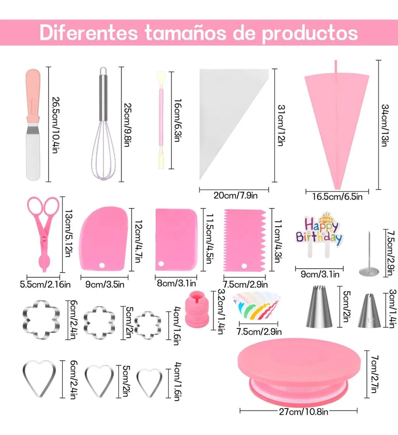 KIT COMPLETO PARA DECORACION DE PASTELES CON BASE GIRATORIA Y 286 PIEZAS - 2