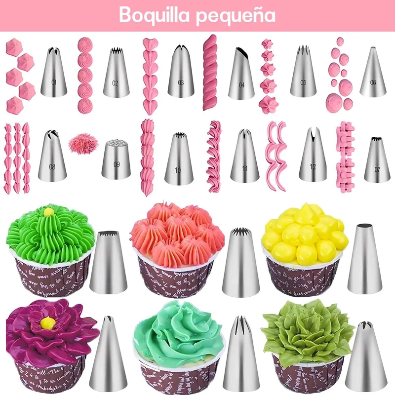 KIT COMPLETO PARA DECORACION DE PASTELES CON BASE GIRATORIA Y 286 PIEZAS - 3
