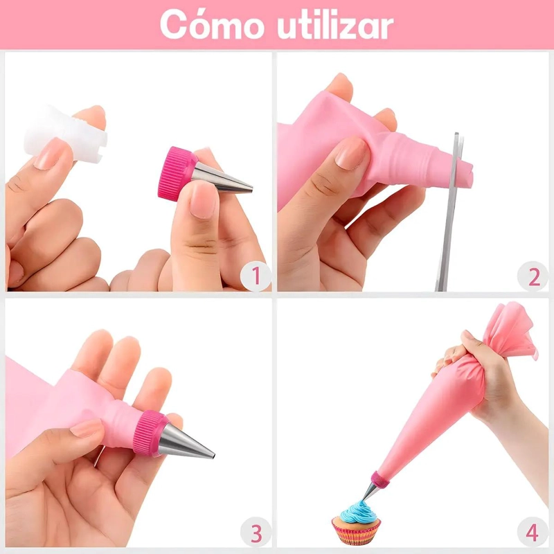 KIT COMPLETO PARA DECORACION DE PASTELES CON BASE GIRATORIA Y 286 PIEZAS - 4