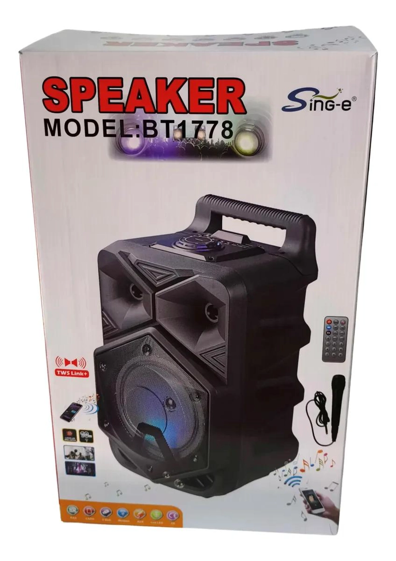 PARLANTE BLUETOOTH COMPACTO CON MICROFONO Y LUCES LED - 1