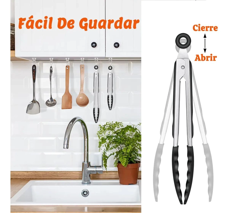 PINZAS DE COCINA DE ACERO INOXIDABLE 9 Y 12 PULGADAS - 7