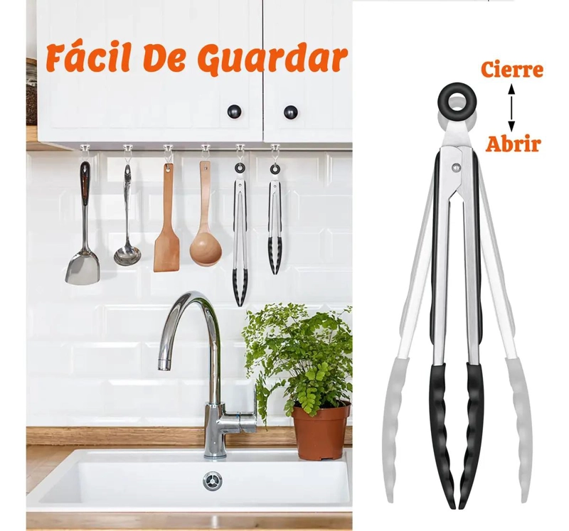 PINZAS DE COCINA DE ACERO INOXIDABLE 9 Y 12 PULGADAS - 7