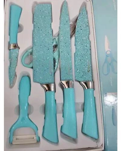 SET DE 6 CUCHILLOS DE COCINA CON TIJERA Y PELADOR - 2
