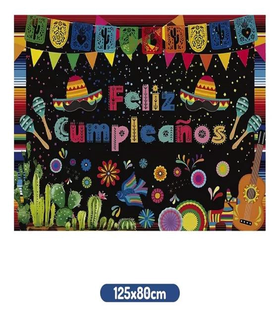 FONDO DE TELA PARA CUMPLEAÑOS CON DISEÑO MARIACHI 125 X 80 CM - 4