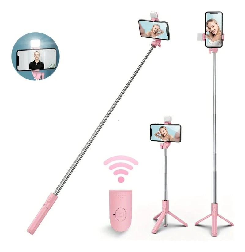 PALO SELFIE TRIPODE EXTENSIBLE CON LUZ LED Y CONTROL REMOTO - 1