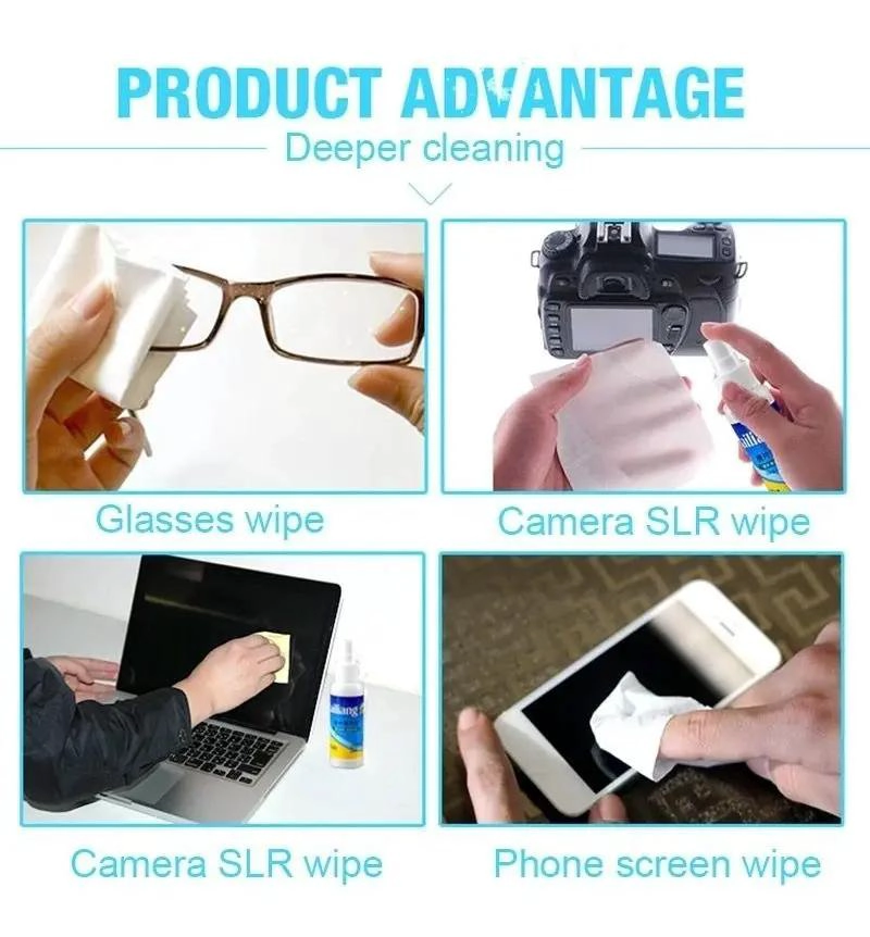KIT DE LIMPIEZA PARA LENTES Y PANTALLAS CON PAÑOS MICROFIBRA - 1