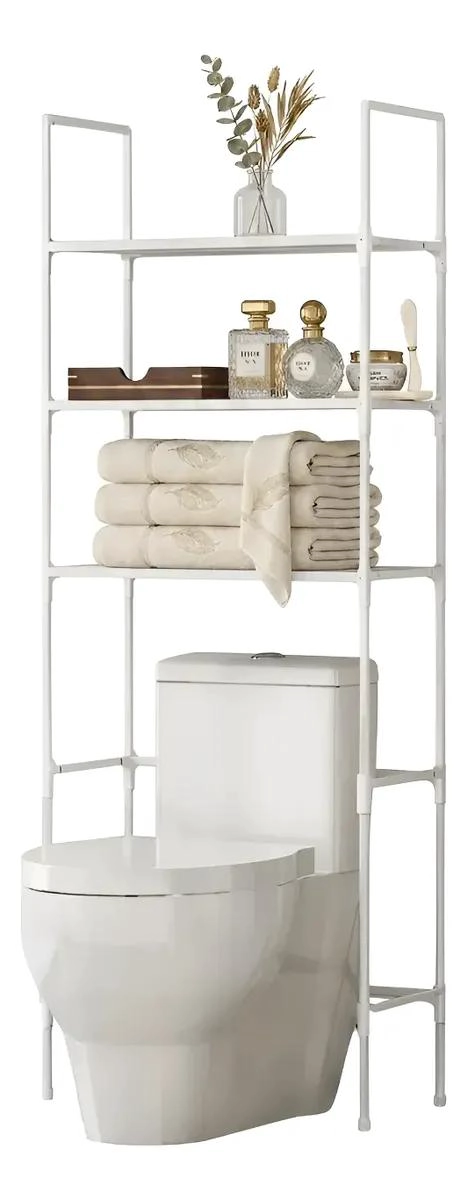RACK ORGANIZADOR DE BAÑO ESTANTE BLANCO CON TRES NIVELES - 1