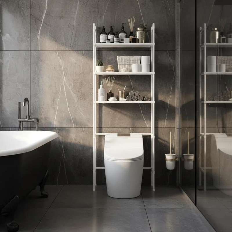 RACK ORGANIZADOR DE BAÑO ESTANTE BLANCO CON TRES NIVELES - 10