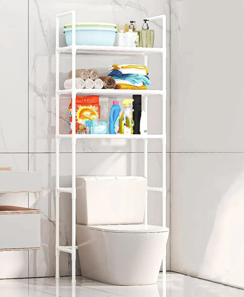 RACK ORGANIZADOR DE BAÑO ESTANTE BLANCO CON TRES NIVELES - 3