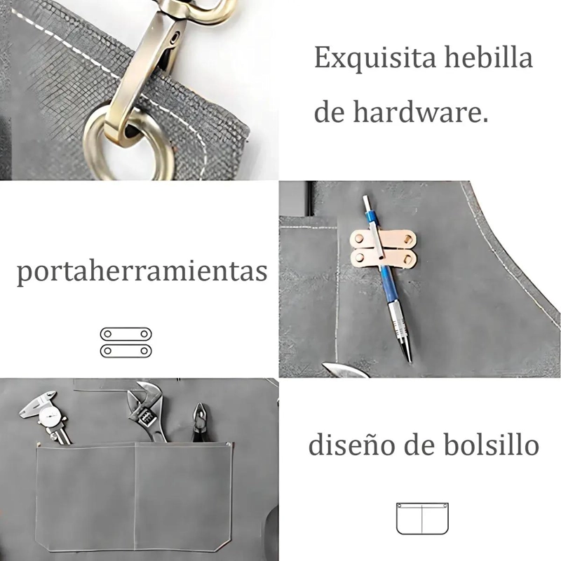 DELANTAL DE LONA DE ALGODON CON AMPLIOS BOLSILLOS PARA COCINA - 2