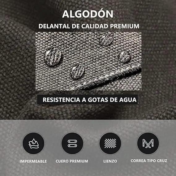 DELANTAL DE LONA DE ALGODON CON AMPLIOS BOLSILLOS PARA COCINA - 3