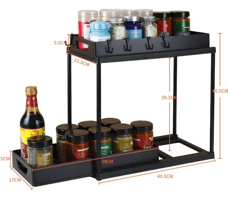 ORGANIZADOR DESLIZABLE DE DOS NIVELES PARA BAÑO Y COCINA - 3
