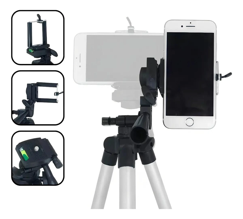 TRIPODE DE ALUMINIO AJUSTABLE PARA CAMARAS Y CELULARES - 6