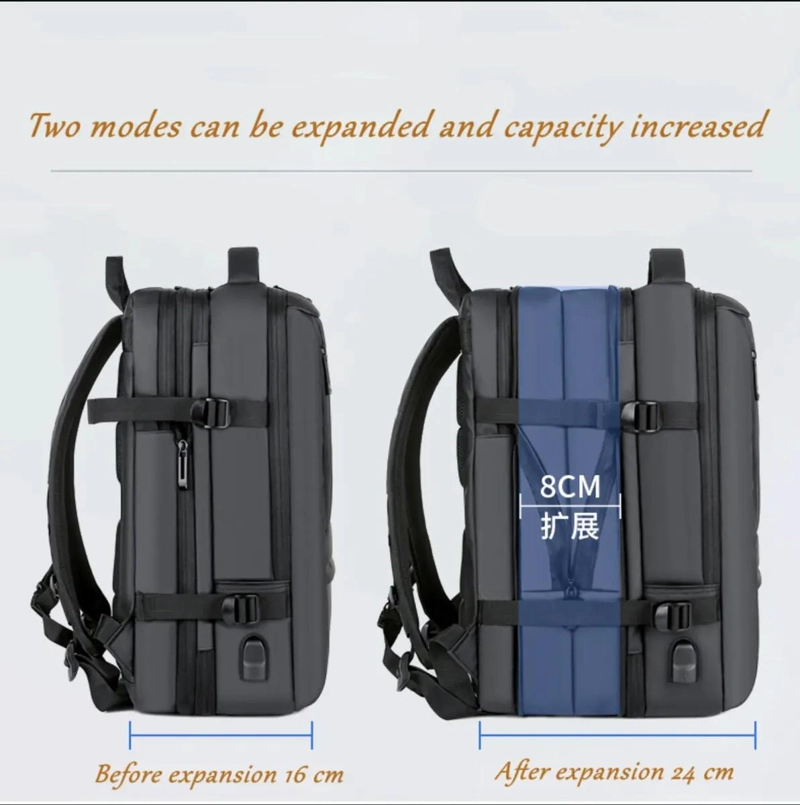 MOCHILA IMPERMEABLE ANTIRROBO CON PUERTO USB PARA NOTEBOOK - 2