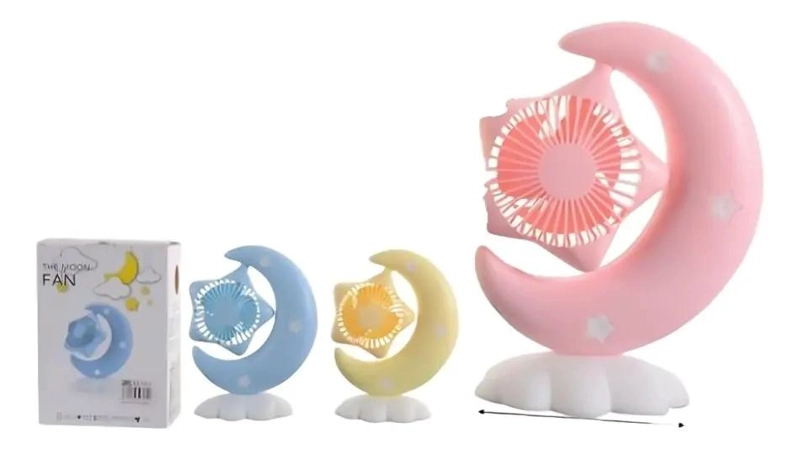 MINI VENTILADOR PORTATIL CON LUCES LED PARA MESA AMARILLO - 1