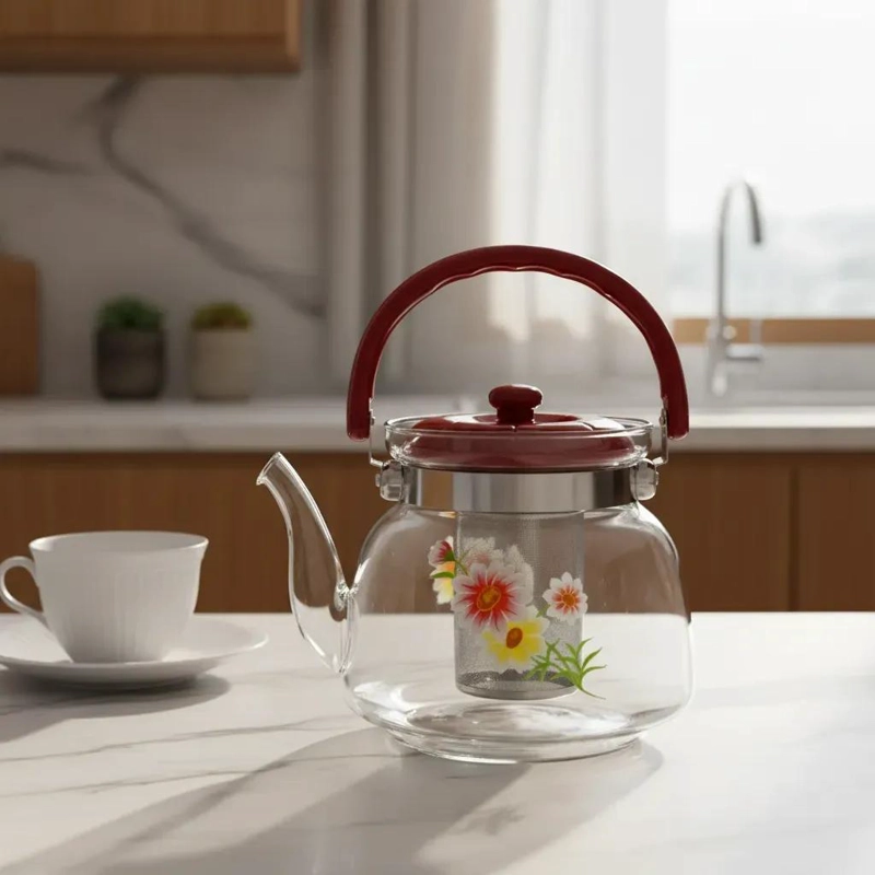 TETERA DE VIDRIO BOROSILICATO 850 ML CON INFUSOR PARA TE  Y CAFE - 4