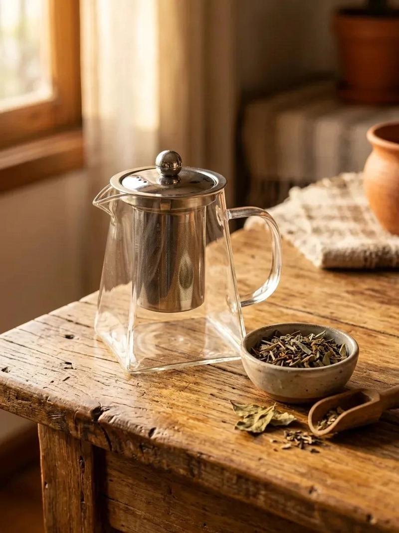 TETERA INFUSOR DE VIDRIO Y ACERO INOXIDABLE 550ML - 3