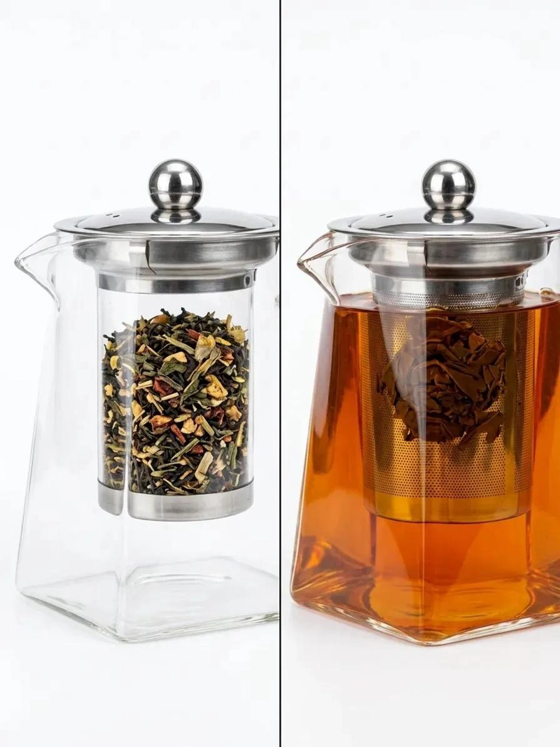 TETERA INFUSOR DE VIDRIO Y ACERO INOXIDABLE 550ML - 5