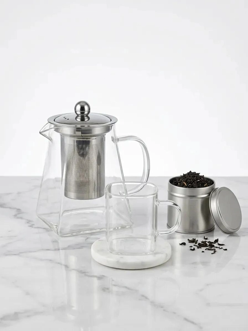 TETERA INFUSOR DE VIDRIO Y ACERO INOXIDABLE 550ML - 9