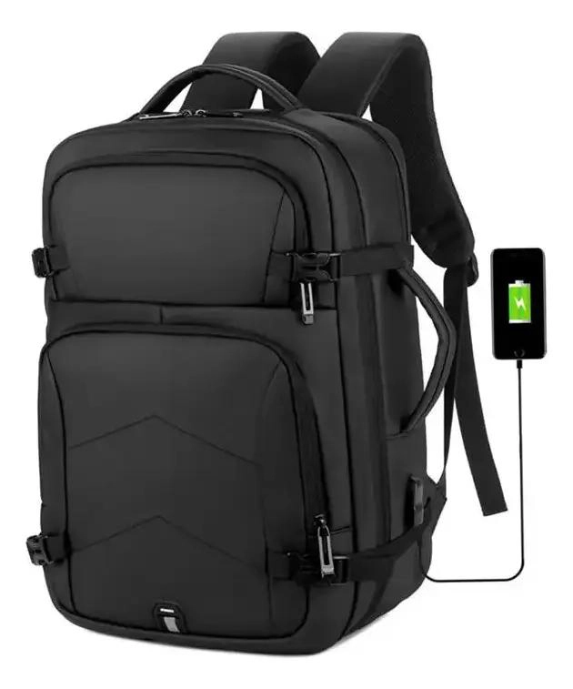 MOCHILA IMPERMEABLE CON CARGA USB PARA VIAJE Y NOTEBOOK - 1