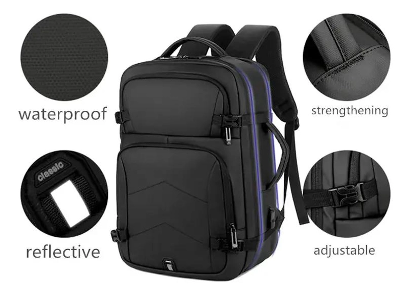 MOCHILA IMPERMEABLE CON CARGA USB PARA VIAJE Y NOTEBOOK - 10