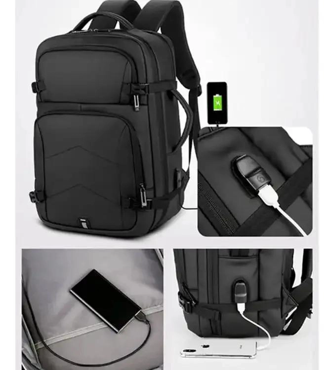 MOCHILA IMPERMEABLE CON CARGA USB PARA VIAJE Y NOTEBOOK - 3