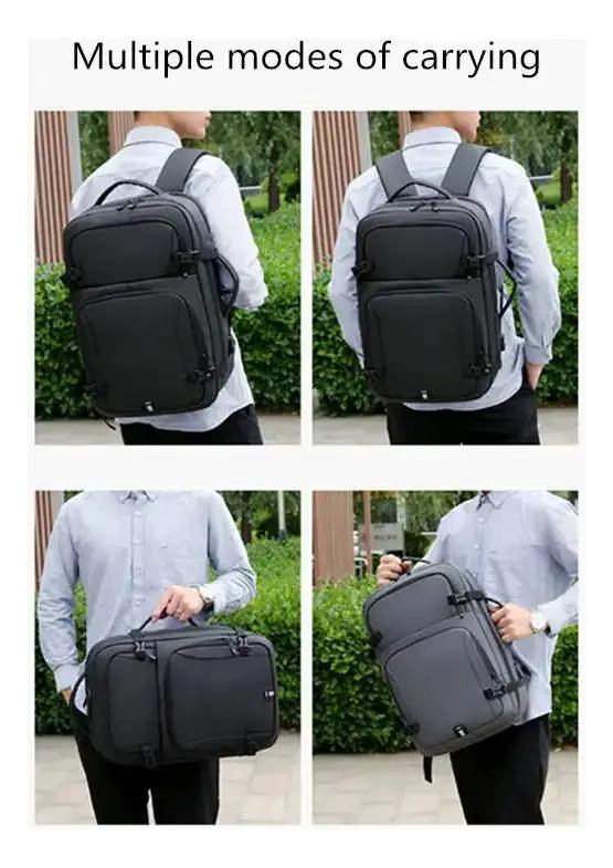 MOCHILA IMPERMEABLE CON CARGA USB PARA VIAJE Y NOTEBOOK - 5