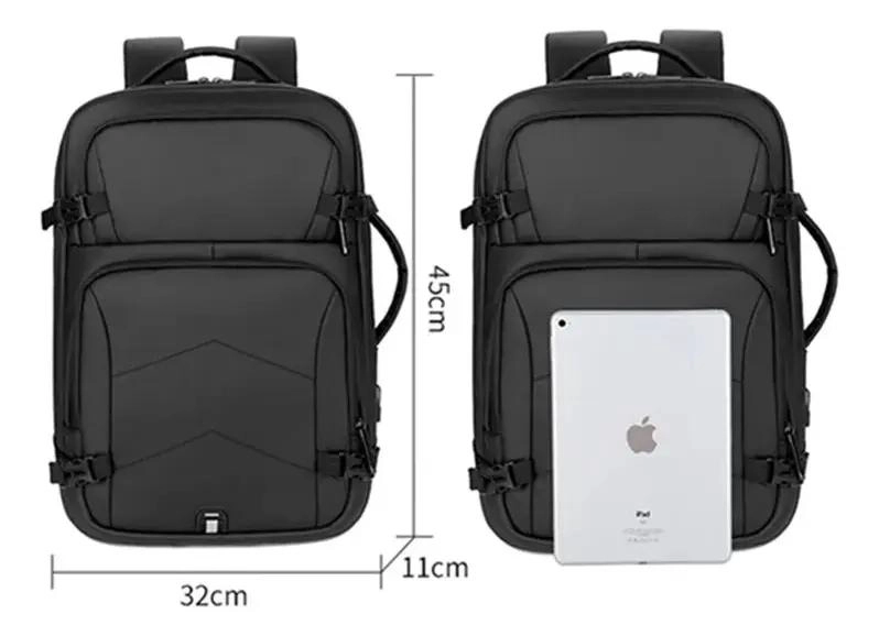 MOCHILA IMPERMEABLE CON CARGA USB PARA VIAJE Y NOTEBOOK - 9