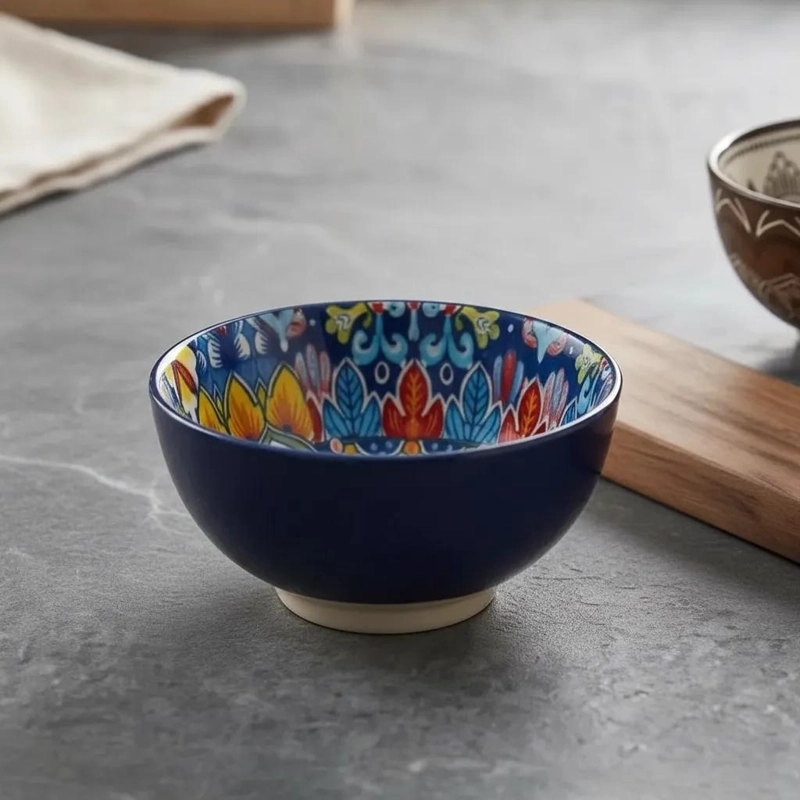 SET DE 6 CUENCOS DE CERAMICA ESTILO BOHEMIO PARA MESA - 6