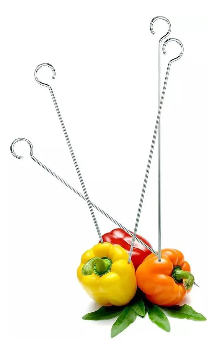 SET DE 10 BROCHETAS DE MADERA Y HIERRO PARA ANTICUCHOS - 1