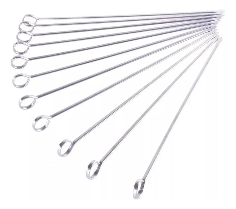 SET DE 10 BROCHETAS DE MADERA Y HIERRO PARA ANTICUCHOS - 3