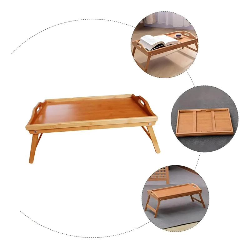 MESA DESAYUNO PLEGABLE DE BAMBU CON AGARRADERAS - 2