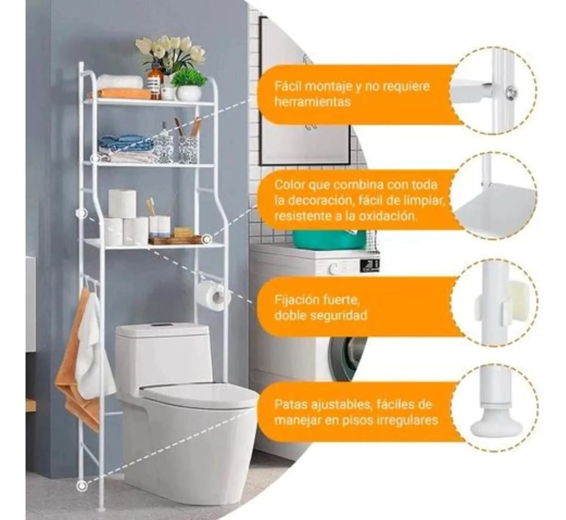 ESTANTE ORGANIZADOR DE ALUMINIO BLANCO PARA BAÑO 3 NIVELES - 9